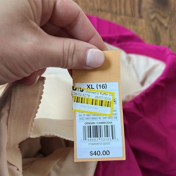 Kona Sol One Shoulder Pink Ruffle Swimsuit New With Tags Size XL - Picture 5 of 5